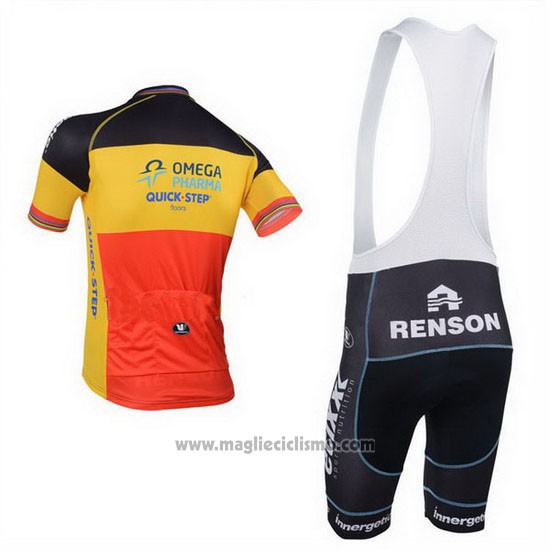 2013 Abbigliamento Ciclismo Omega Pharma Quick Step Campione Belgio Manica Corta e Salopette